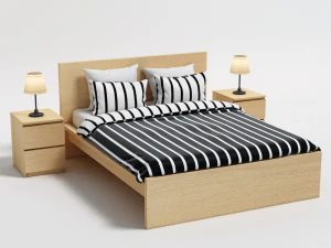 bed malm ikea 3D Model