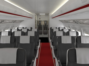 airplane cabin 109 seats 3D 모델