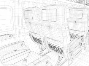 airplane cabin 109 seats 3D 모델