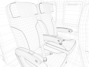 airplane cabin 109 seats 3D 모델