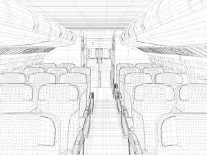 airplane cabin 109 seats 3D 모델
