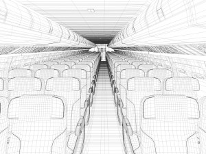 airplane cabin 109 seats 3D 모델