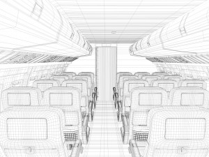 airplane cabin 109 seats 3D 모델