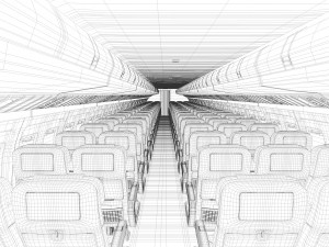 airplane cabin 109 seats 3D 모델