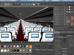 airplane cabin 109 seats 3D 모델