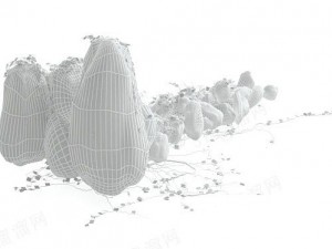 different shape of stones with plants 3D Model