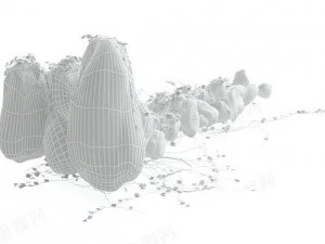 different shape of stones with plants 3D Model