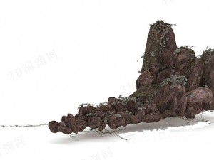 different shape of stones with plants 3D Model