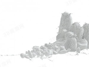 different shape of stones with plants 3D Model