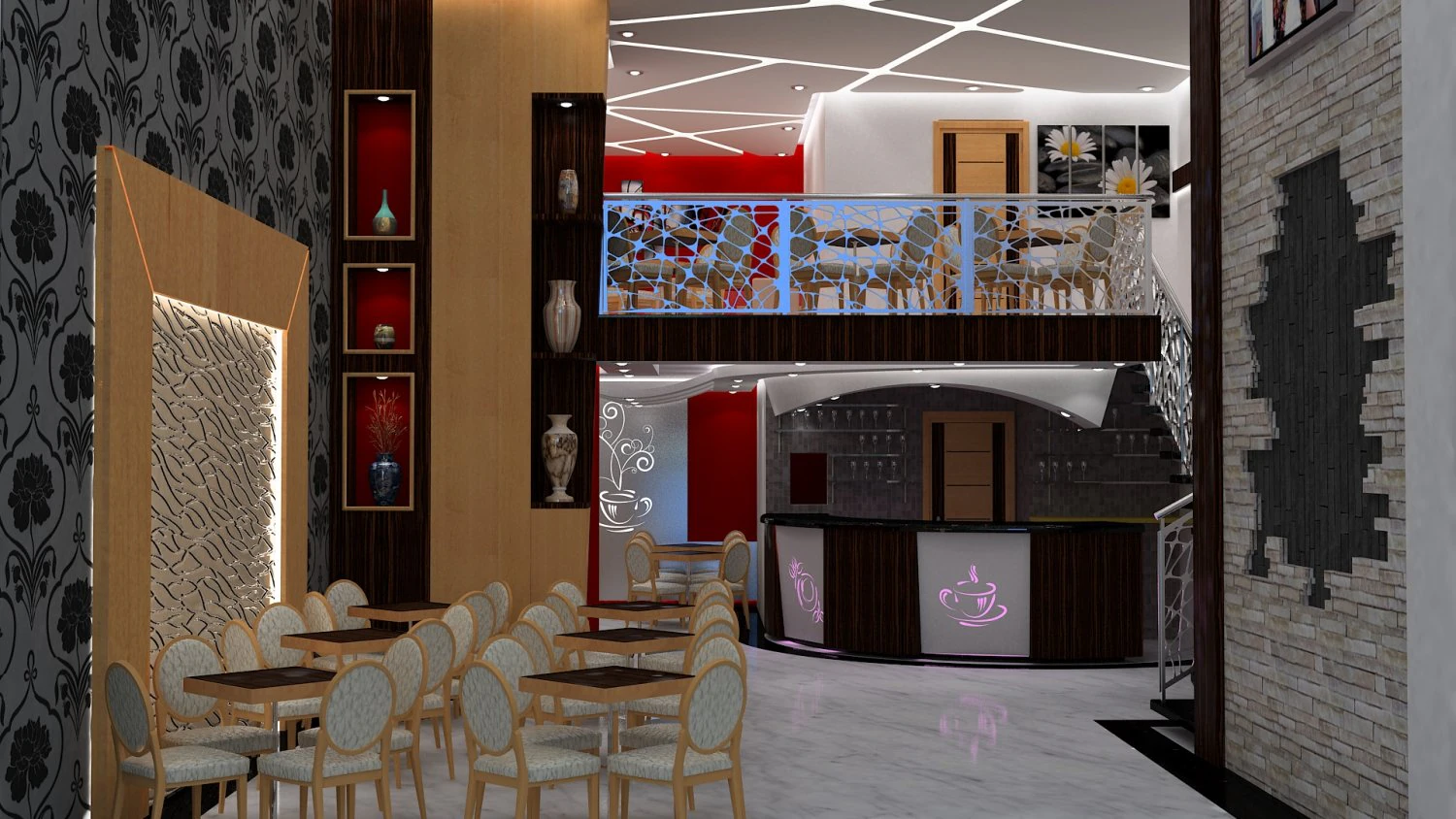 cafe restaurant interior design 3D Model .c4d .max .obj .3ds .fbx .stl .blend 