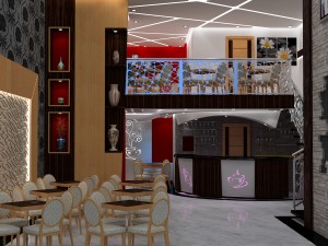 cafe restaurant interior design 3D मॉडल