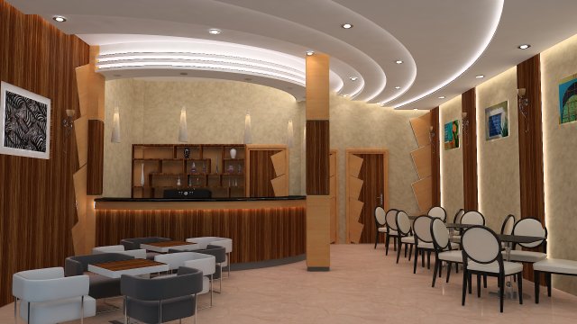 cafe restaurant interior design Modelo 3D .c4d .max .obj .3ds .fbx .stl .blend 