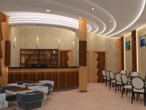 design de interiores de caf&eacute; restaurante Modelo 3D