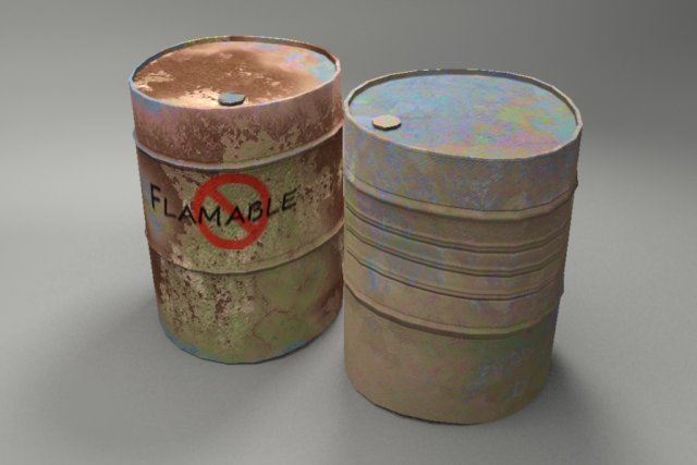 old rusty barrels 3Dモデル .c4d .max .obj .3ds .fbx .stl .blend 