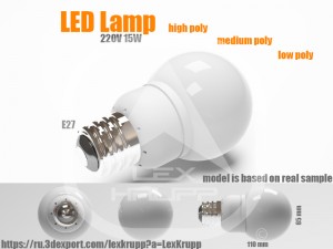 hq photorealistic led bulb - led lamp 3D मॉडल