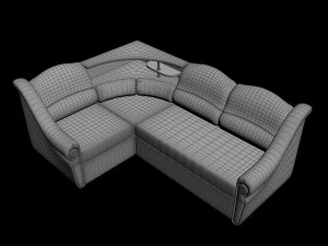 white skin sofa 3D Model
