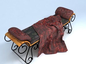 wrought iron bench and pillow 3D Model