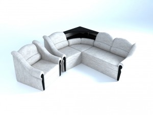 sofa and chair set white skin 3D Model