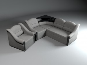 sofa and chair set white skin 3Dモデル