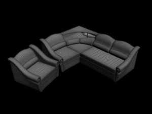 sofa and chair set white skin 3Dモデル