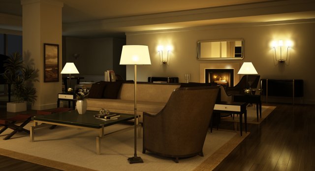 living room 3D Model .c4d .max .obj .3ds .fbx .stl .blend 