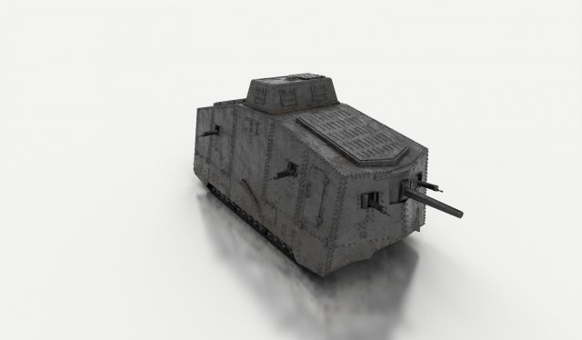 a7v german tank ww1 Modello 3D .c4d .max .obj .3ds .fbx .stl .blend 