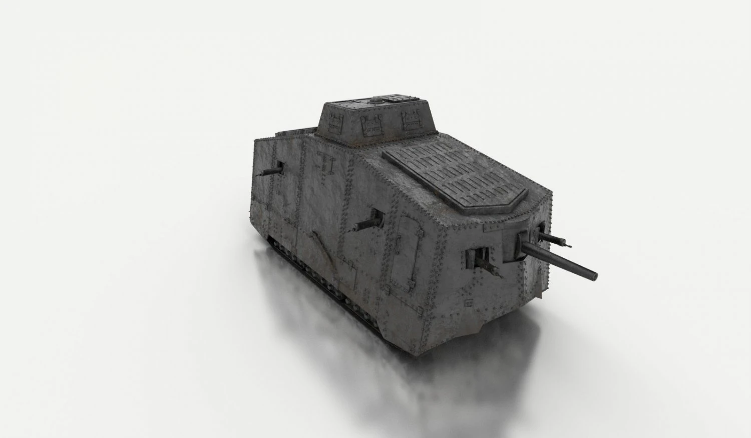 a7v german tank ww1 3D Model .c4d .max .obj .3ds .fbx .stl .blend 