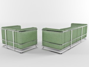 lobby leather sofa with armchair Model 3D