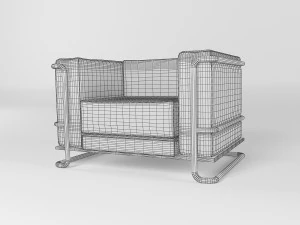 lobby leather sofa with armchair 3D Model