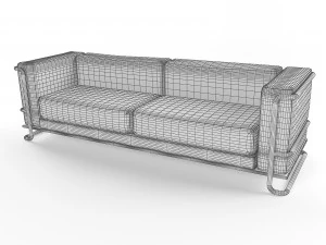 lobby leather sofa with armchair 3D Model