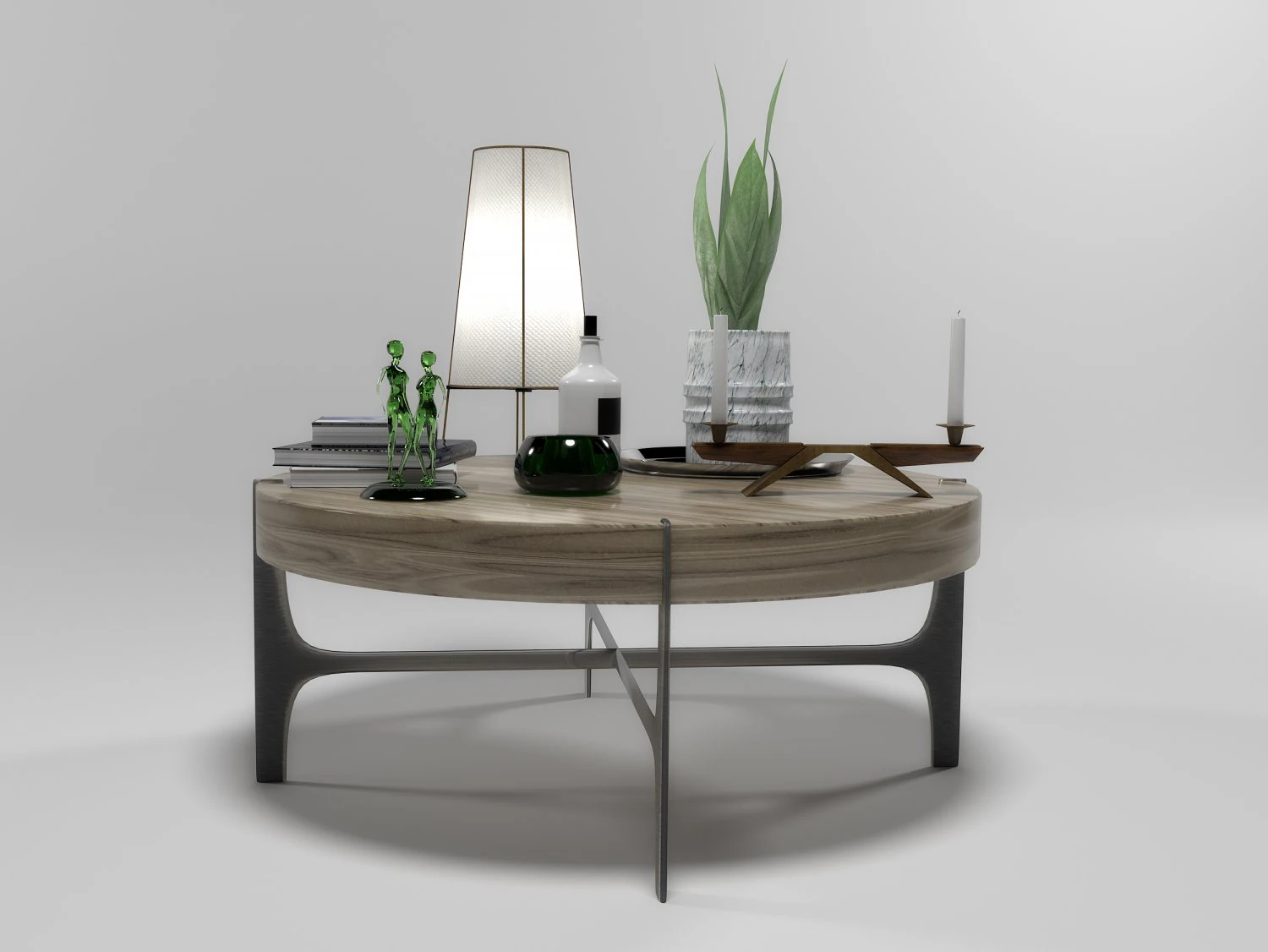 decorative set with natuzzi coffeetable 1504 3D Model .c4d .max .obj .3ds .fbx .stl .blend