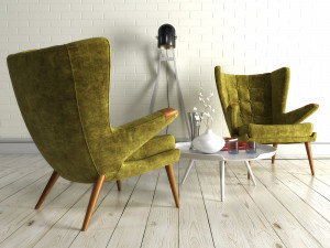 velvet armchair 1211 3D Model