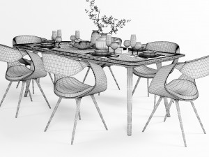 dining furniture set 1504 3D 模型