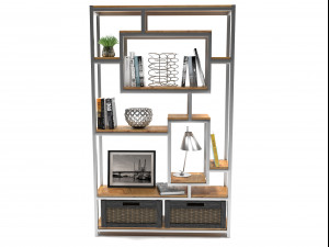 sidestand loft style shelf with decor 3D Model