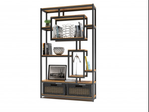 sidestand loft style shelf with decor Model 3D