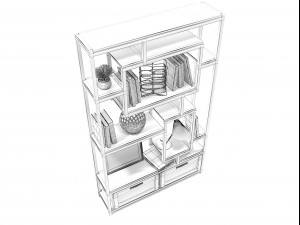 sidestand loft style shelf with decor Model 3D