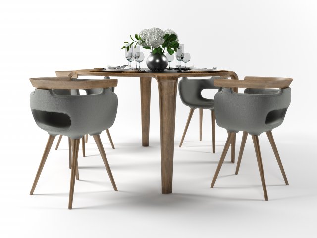 dining furniture set 1506 3D Model .c4d .max .obj .3ds .fbx .stl .blend 