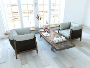yak armchairs set 3D Model