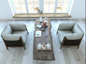 yak armchairs set 3D Модель