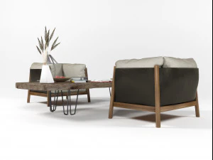 yak armchairs set 3D Model