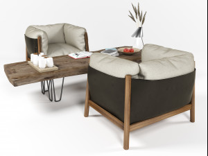 yak armchairs set 3D Модель