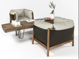 yak armchairs set 3D Model