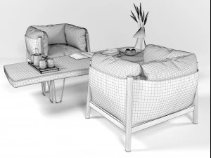 yak armchairs set 3D Model