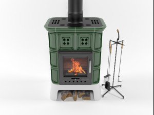 tresiso wood stove fireplace Modello 3D