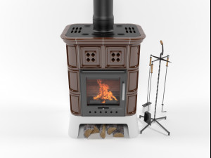 tresiso wood stove fireplace Modello 3D