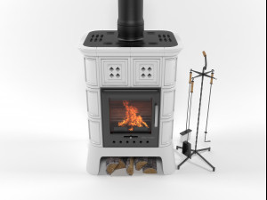 tresiso wood stove fireplace Modello 3D