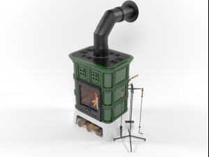tresiso wood stove fireplace Modello 3D