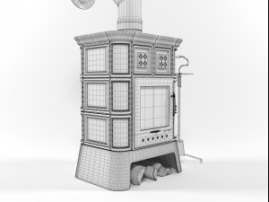 tresiso wood stove fireplace Modello 3D