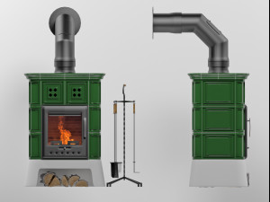 tresiso wood stove fireplace Modello 3D