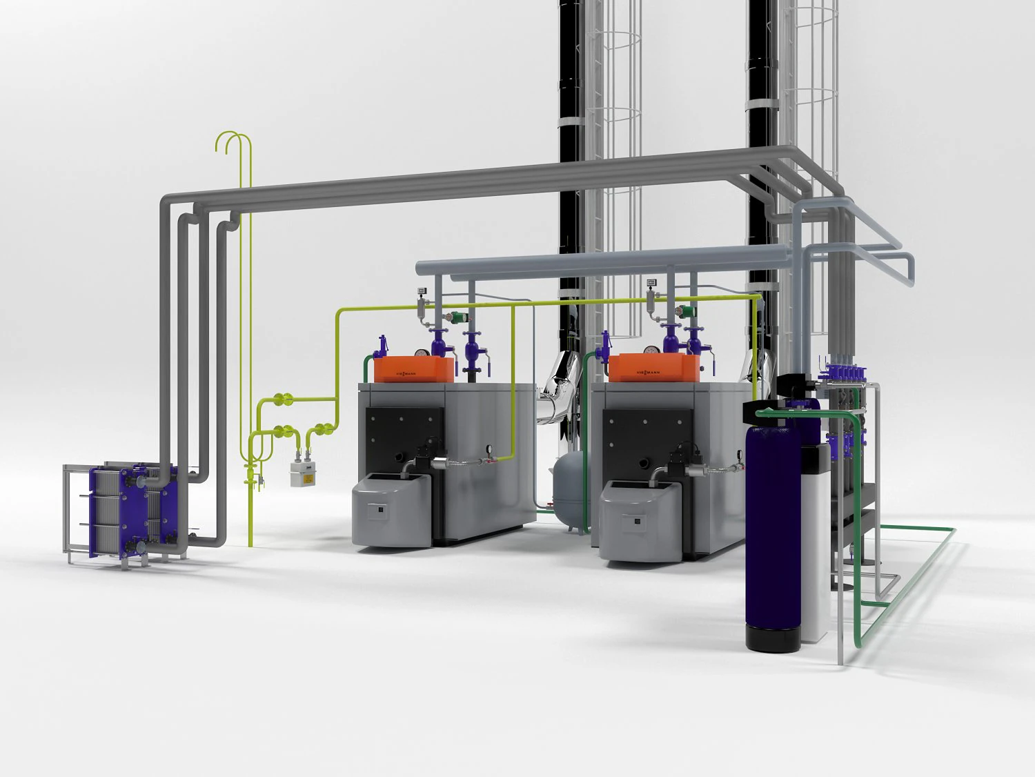 viessmannvitoplex 300-390 industrial boilers units 3D Model .c4d .max .obj .3ds .fbx .stl .blend